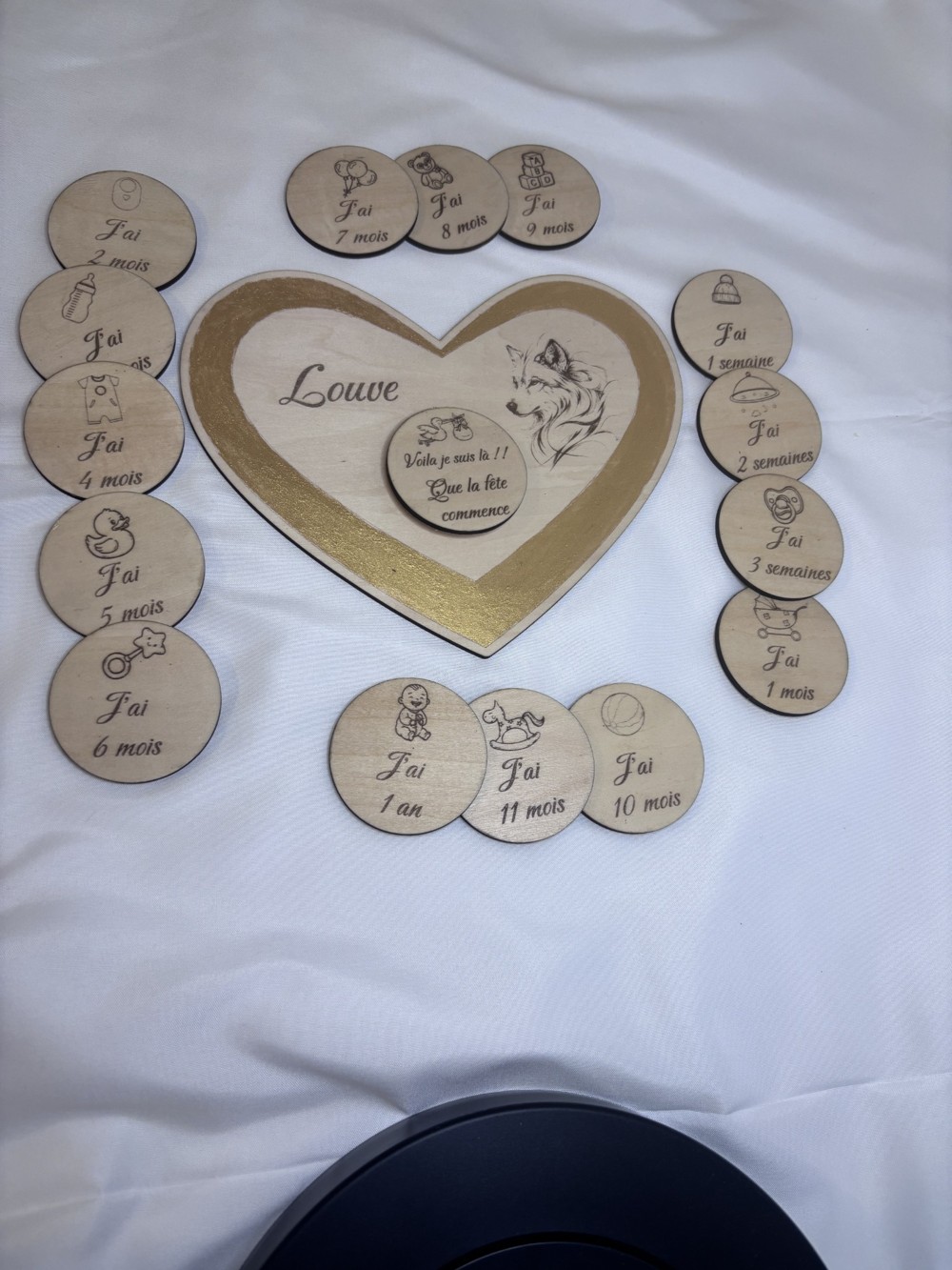Cartes étapes bébé en bois