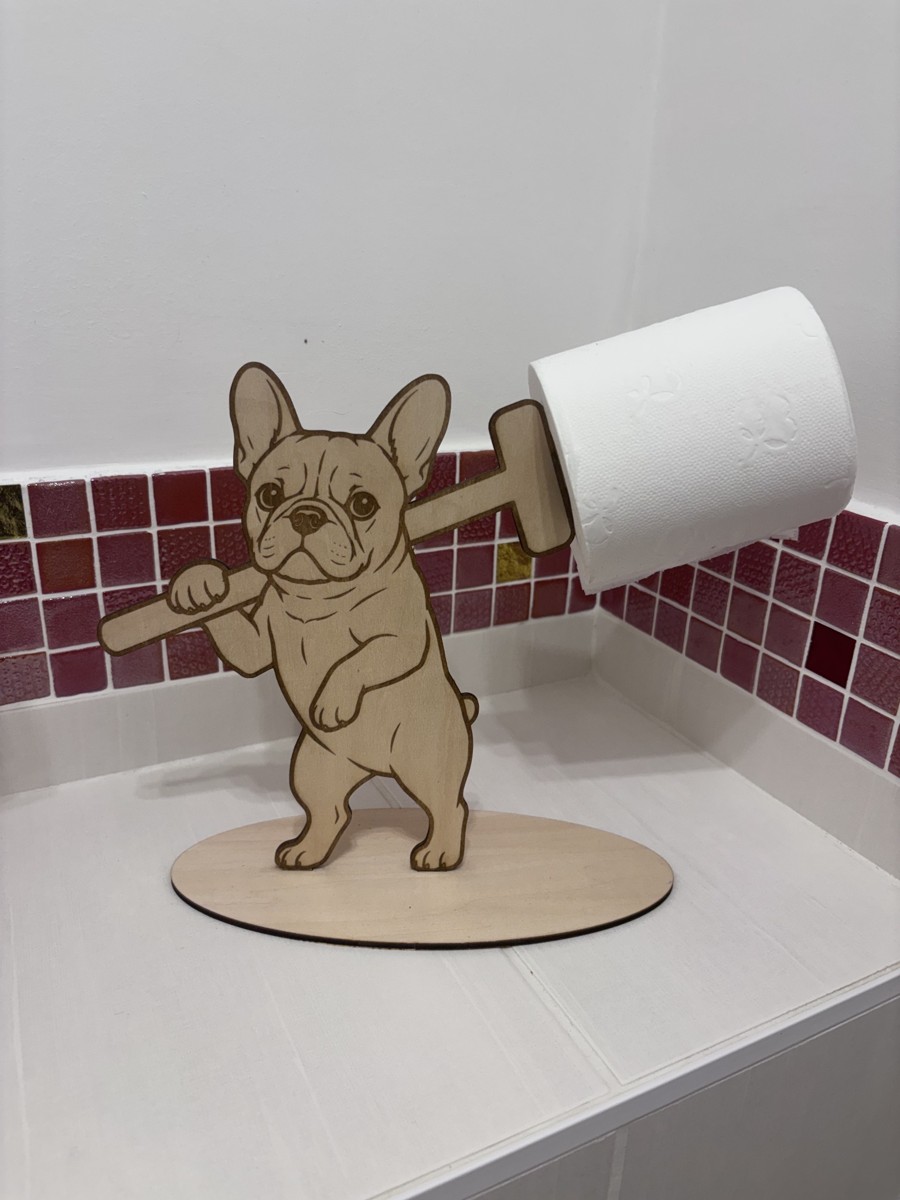 Porte-rouleau en bois · Bouledogue