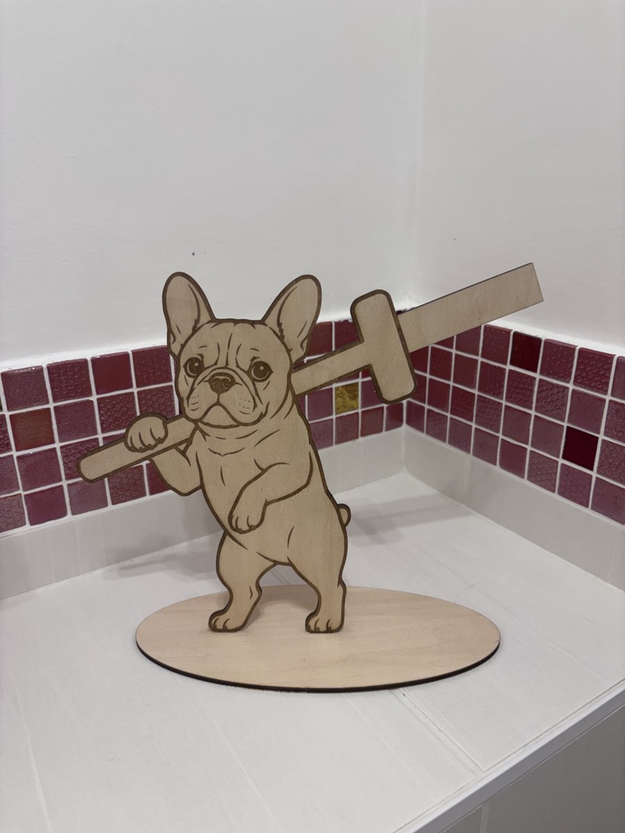 Porte-rouleau en bois · Bouledogue